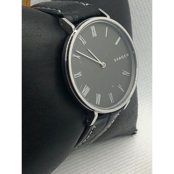 Skagen SKW2677 Women's Black Leather Analog Gray Dial Quartz Wrist Watch KS294 - Picture 3 of 8